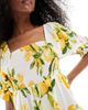 Wednesday's Girl Wednesday's Girl citrus print puff sleeve mini dress in yellow-Multi - 2