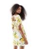 Wednesday's Girl Wednesday's Girl citrus print puff sleeve mini dress in yellow-Multi - 4