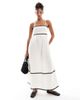 Wednesday's Girl Wednesday's Girl contrast trim maxi dress in cream-White - 1