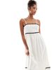 Wednesday's Girl Wednesday's Girl contrast trim maxi dress in cream-White - 2