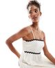 Wednesday's Girl Wednesday's Girl contrast trim maxi dress in cream-White - 3