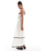 Wednesday's Girl Wednesday's Girl contrast trim maxi dress in cream-White - 4