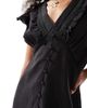 Wednesday's Girl Wednesday's Girl crochet trim frill dress in black - 3