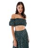 Wednesday's Girl Wednesday's Girl ditsy floral shirred off-shoulder top in black - part of a set - 1