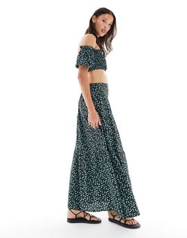 Wednesday's Girl Wednesday's Girl ditsy floral tiered maxi skirt in black - part of a set