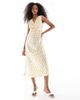 Wednesday's Girl Wednesday's Girl ditsy floral v-neck midi dress in yellow - 1
