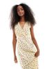 Wednesday's Girl Wednesday's Girl ditsy floral v-neck midi dress in yellow - 4