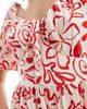 Wednesday's Girl Wednesday's Girl ditsy print milkmaid puff sleeve midi dress in red and cream - 2