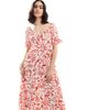 Wednesday's Girl Wednesday's Girl ditsy print milkmaid puff sleeve midi dress in red and cream - 4