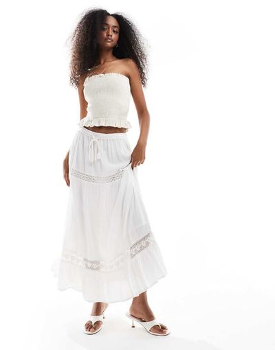 Wednesday's Girl Wednesday's Girl eyelet midaxi skirt in white