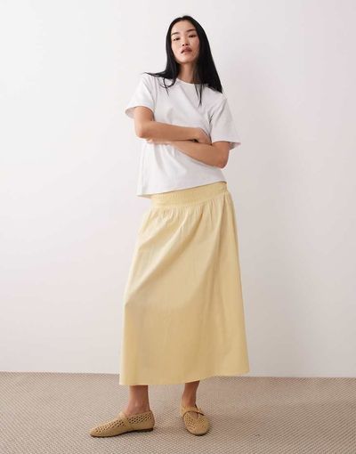 Wednesday's Girl Wednesday's Girl floaty midaxi skirt in butter yellow