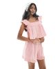 Wednesday's Girl Wednesday's Girl gauzy smock ruffle sleeve blouse in pink - part of a set - 1