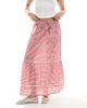 Wednesday's Girl Wednesday's Girl gingham tiered midaxi skirt in red - 2