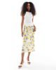 Wednesday's Girl Wednesday's Girl lemon print bias cut midaxi skirt in yellow - 1