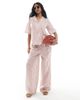 Wednesday's Girl Wednesday's Girl linen mix wide leg pants in tan stripes - part of a set-Brown - 1