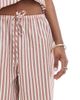 Wednesday's Girl Wednesday's Girl linen mix wide leg pants in tan stripes - part of a set-Brown - 2