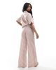 Wednesday's Girl Wednesday's Girl linen mix wide leg pants in tan stripes - part of a set-Brown - 4