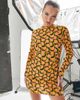 Wednesday's Girl Wednesday's Girl long sleeve bodycon dress in retro print with ring detail-Multi - 1