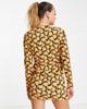 Wednesday's Girl Wednesday's Girl long sleeve bodycon dress in retro print with ring detail-Multi - 2