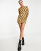 Wednesday's Girl Wednesday's Girl long sleeve bodycon dress in retro print with ring detail-Multi - 4