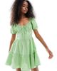 Wednesday's Girl Wednesday's Girl milkmaid linen blend dress in green - 1