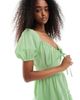 Wednesday's Girl Wednesday's Girl milkmaid linen blend dress in green - 3