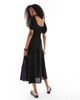 Wednesday's Girl Wednesday's Girl milkmaid tiered linen blend midi dress in black - 3