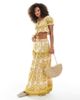 Wednesday's Girl Wednesday's Girl printed tiered maxi skirt in pink and green - part of a set-Multi - 1