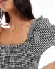 Wednesday's Girl Wednesday's Girl puff sleeve gingham midaxi dress in black - 2