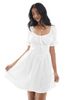 Wednesday's Girl Wednesday's Girl puff sleeve mini dress in white - 1