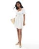 Wednesday's Girl Wednesday's Girl puff sleeve mini dress in white - 4
