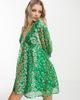 Wednesday's Girl Wednesday's Girl puff sleeve mini smock dress in green patchwork - 1