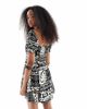 Wednesday's Girl Wednesday's Girl puff sleeve printed mini smock dress in black - 4