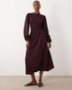 Wednesday's Girl Wednesday's Girl puff sleeve shirred detail midaxi dress in deep purple-White - 2