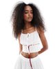 Wednesday's Girl Wednesday's Girl ribbon detail cami top in white and red - 1