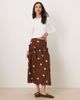 Wednesday's Girl Wednesday's Girl ruffle midi skirt in brown polka dots-Multi - 1