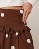 Wednesday's Girl Wednesday's Girl ruffle midi skirt in brown polka dots-Multi - 2
