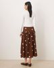 Wednesday's Girl Wednesday's Girl ruffle midi skirt in brown polka dots-Multi - 3