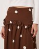Wednesday's Girl Wednesday's Girl ruffle midi skirt in brown polka dots-Multi - 4
