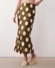 Wednesday's Girl Wednesday's Girl satin bias cut midaxi skirt in khaki-green polka dots - 2