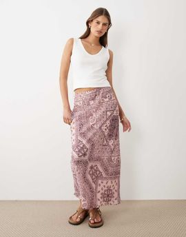 Wednesday's Girl Wednesdays Girl satin bias cut midaxi skirt in pink paisley print