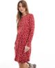 Wednesday's Girl Wednesday's Girl smudge polka dot mini dress in deep red - 1