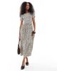 Wednesday's Girl Wednesday's Girl smudged polka dot tiered midaxi dress in light beige-Neutral - 1