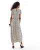 Wednesday's Girl Wednesday's Girl smudged polka dot tiered midaxi dress in light beige-Neutral - 2