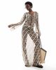 Wednesday's Girl Wednesday's Girl snake print sheer beach skirt in brown - part of a set - 1