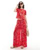 Wednesday's Girl Wednesday's Girl soleil print wide leg pants in red - part of a set - 1