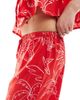 Wednesday's Girl Wednesday's Girl soleil print wide leg pants in red - part of a set - 3