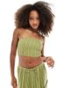 Wednesday's Girl Wednesday's Girl striped bandeau top in green - part of a set - 2