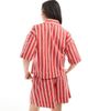 Wednesday's Girl Wednesday's Girl striped boxy shirt in red - part of a set - 2