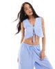 Wednesday's Girl Wednesday's Girl striped tie detail vest top in blue - part of a set - 1
